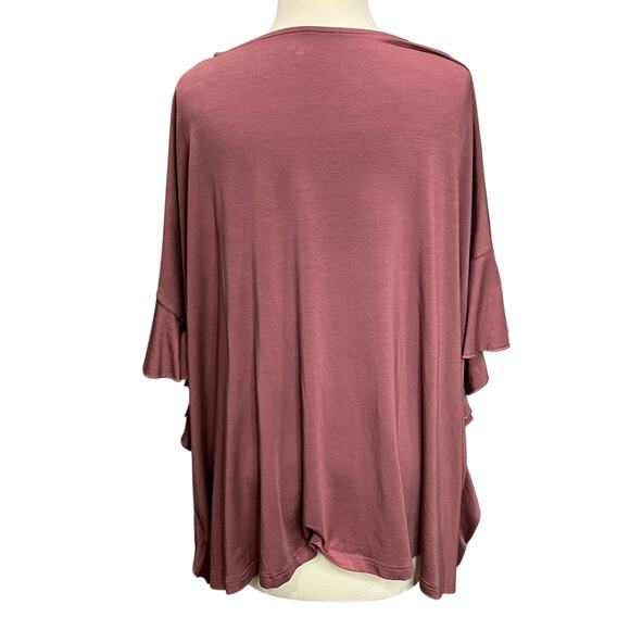 Garnet Hill Tunic Top Women M Burgundy Batwing Stretch Relaxed Feminine NEW - Picture 5 of 16
